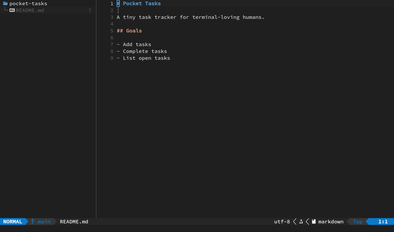 打开 README 后焦点进入正文窗口