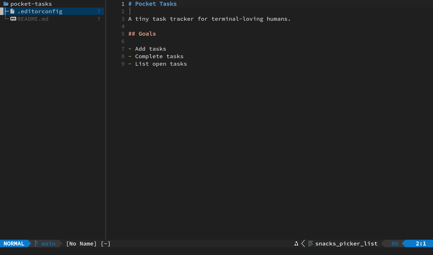 按 H 后显示新建的 editorconfig