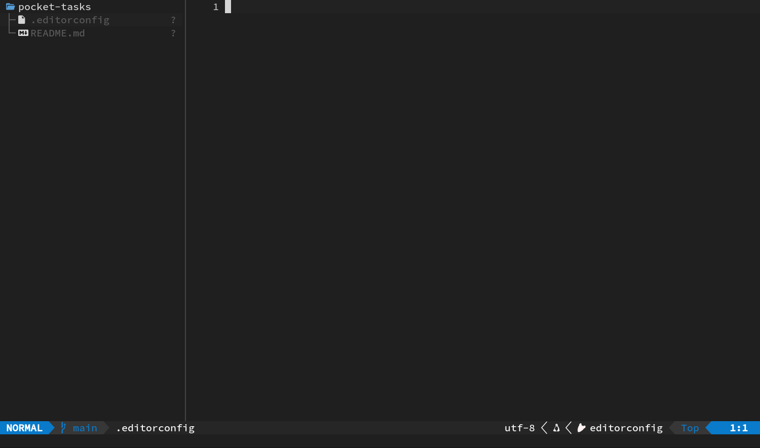 打开刚创建的空 editorconfig