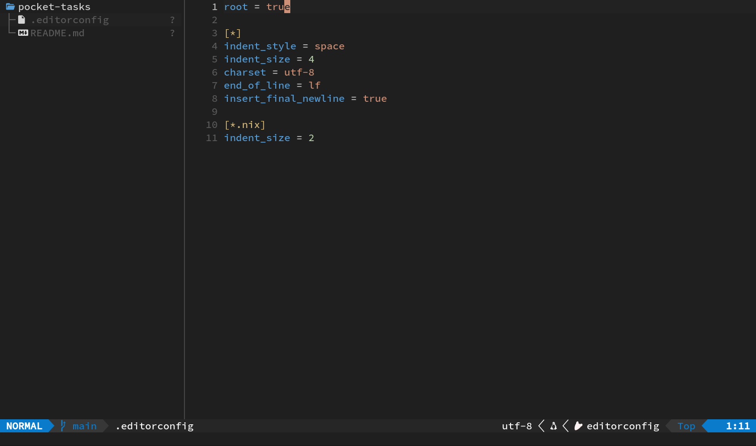 保存后的完整 editorconfig