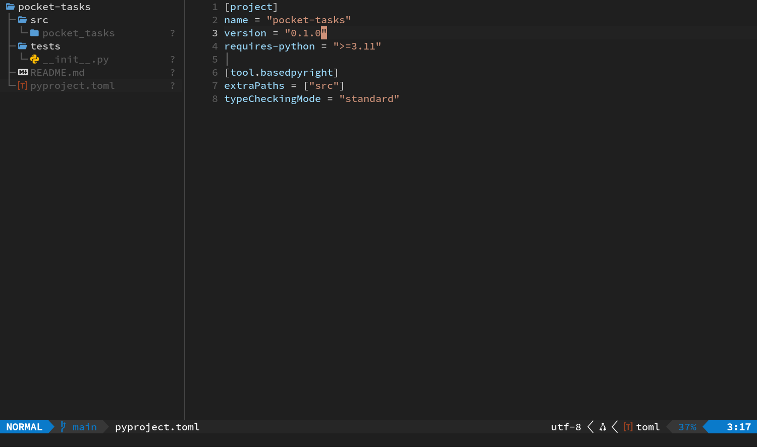 本章完成后的 pyproject 配置