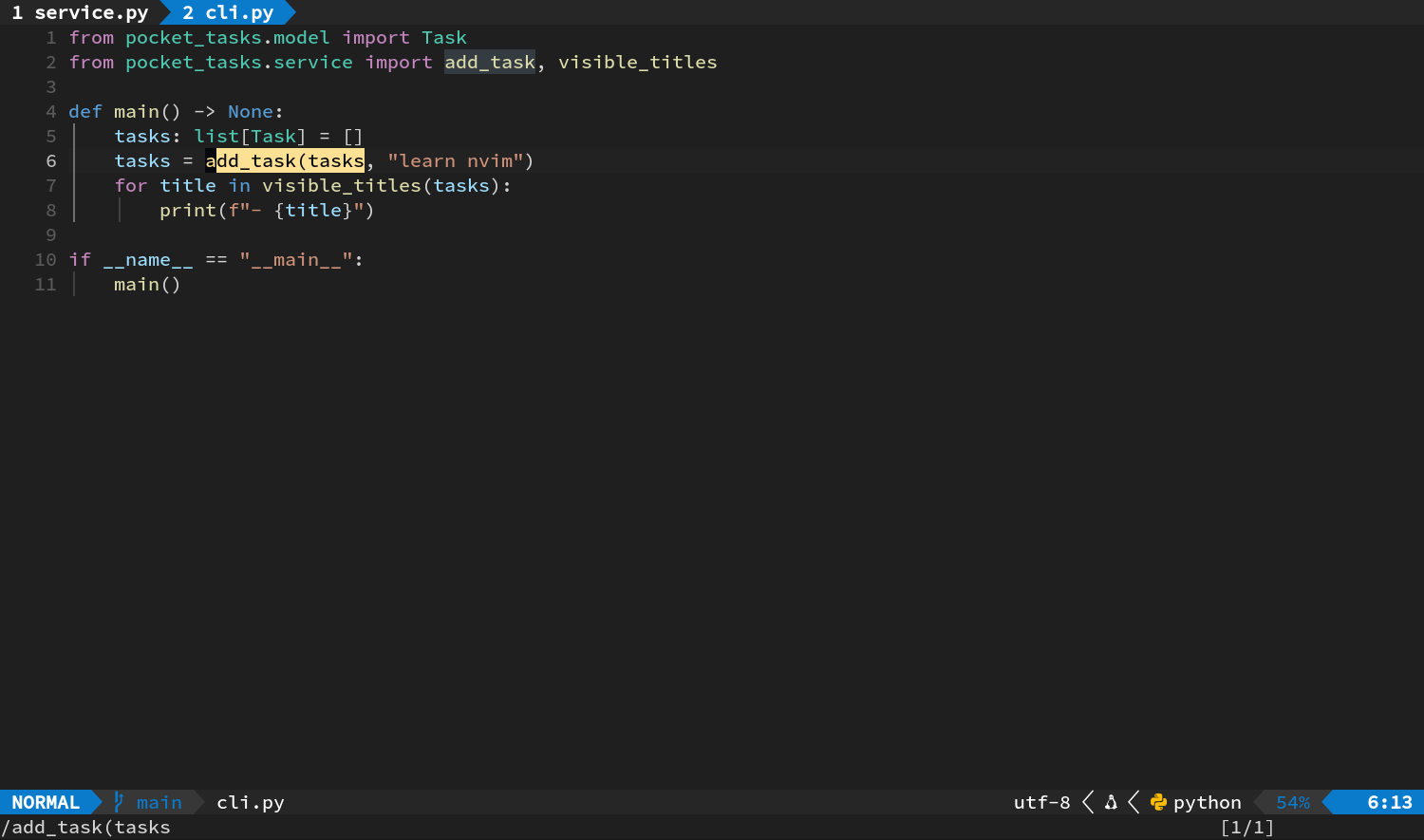 用 Ctrl-o 返回 add_task 调用点
