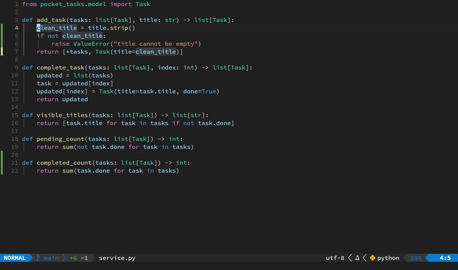 用右方括号 c 跳到 add_task hunk