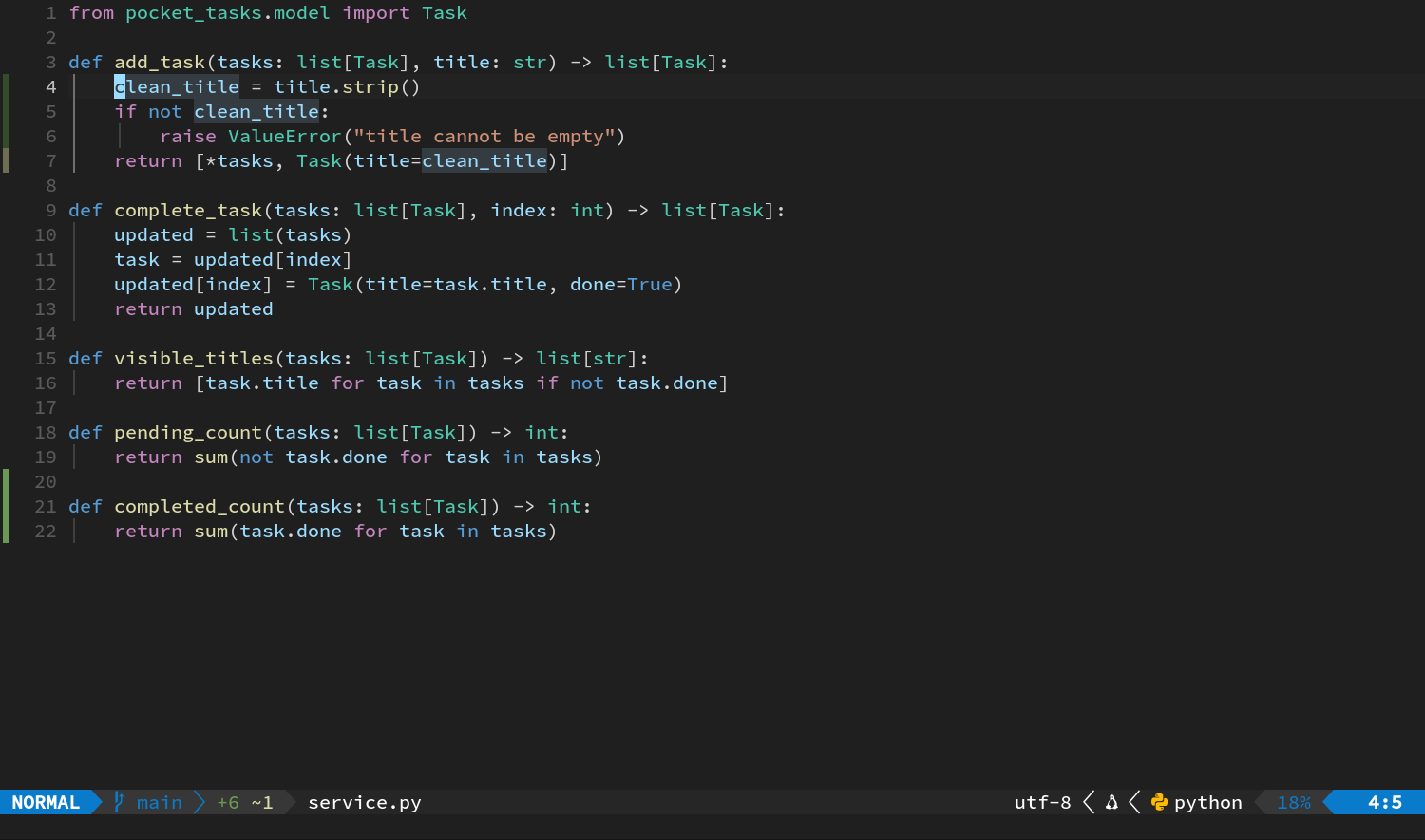 只把 add_task hunk 暂存到 index